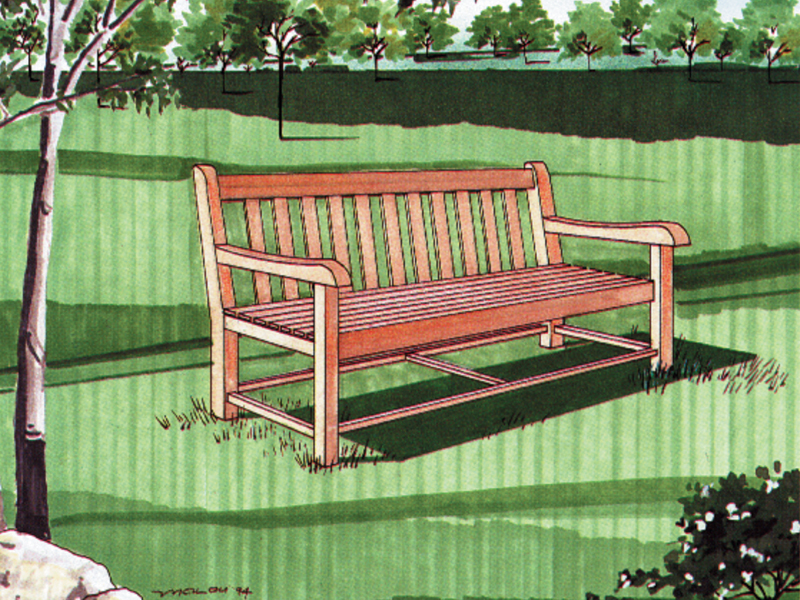 All wood bench with simple style great for backyard or front porch of home