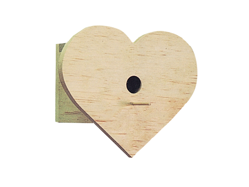 Wood heart-shaped bird house
