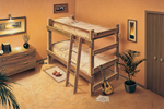 Rustic wood bunk bed design with ladder to the top bunk