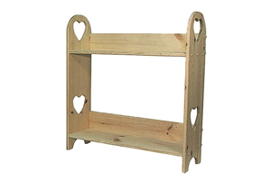 The two shelf plant stand has hearts carved out of each side and is great for a greenhouse or kitchen