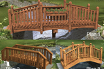 Three styles of bridges provide several ways to add decoration over a creek or backyard stream