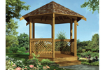 Traditional six-sided gazebo is the perfect style to match any house plan
