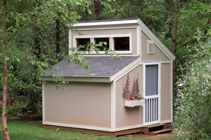 Video Thumbnail of a Garden Shed with Clerestory Window on Top has a Convenient Side Door and Window with Planter Box