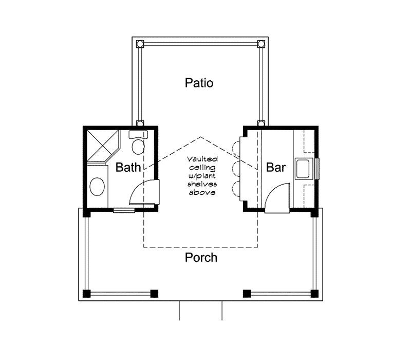Building Plans First Floor - Summerville Pool Cabana 009D-7524 | House Plans and More