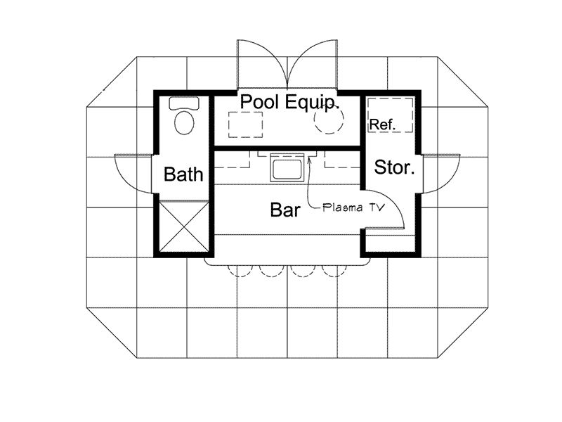 Coolwater Pool Cabana With Bar Plan 009D7525 House