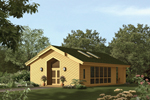 Screened-in structure with tall gabled front entry 