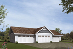 Symmetrical four-car garage has workshop