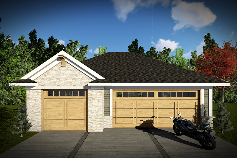 Building Plans Front of Home - Edena 3-Car Garage 051D-0943 | House Plans and More