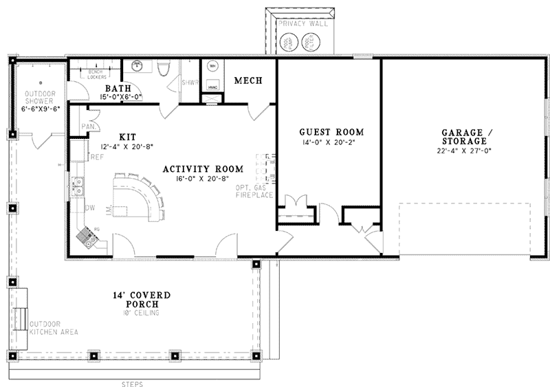 Building Plans First Floor - Platt Small Rustic Home 055D-1028 | House Plans and More
