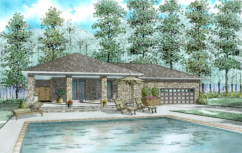 Building Plans Front of Home - Platt Small Rustic Home 055D-1028 | House Plans and More