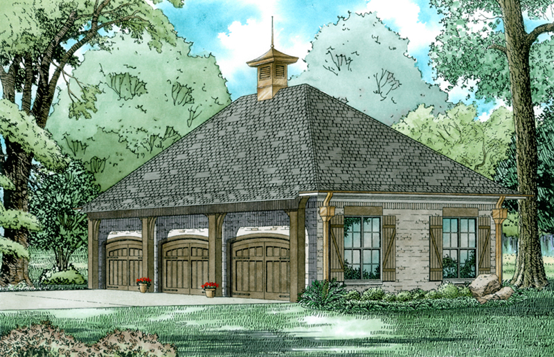 Traditional House Plan Front of Home - Frey European Style Garage 055D-1036 | House Plans and More