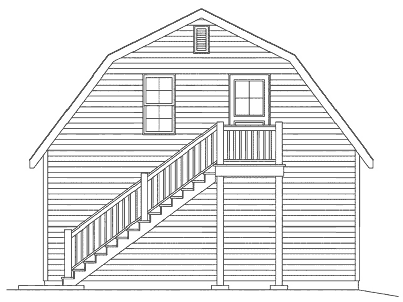 Building Plans Rear Elevation - Penn Barn Style Garage 059D-6083 | House Plans and More