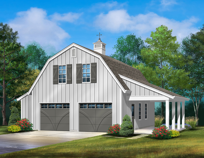 Building Plans Front of Home - Raymar Gambrel Roof Garage 059D-6086 | House Plans and More