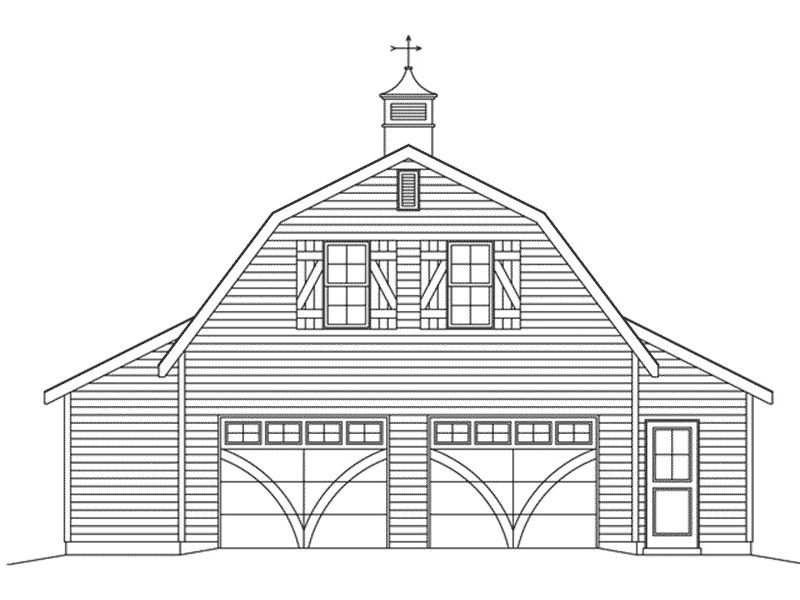 Building Plans Front Elevation - Sadie Barn Style Loft Garage 059D-6109 | House Plans and More