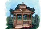 Stunning eight-sided gazebo is a great focal point for the backyard