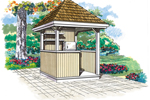 This summer pavillion is a terrific shaded spot for enjoying a beverage in the backyard