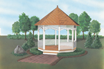 Decorative wood trim details adds charm to this nostalgic gazebo style