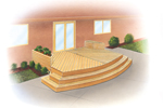 Casual curved wood deck has modern feel