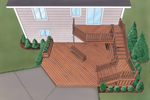 Split-level deck design has a custom feel with multiple areas and levels for entertaining
