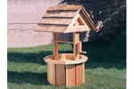 Small wood wishing well is a great size for a smaller or narrow lot