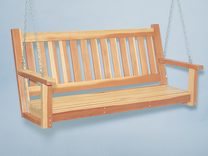 This wood porch swing is designed to look great with many home styles