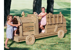 Children's wood fire engine is a great play structure with old-fashioned country charm