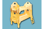 All wood doll bunk beds have cut out hearts for a charming look 