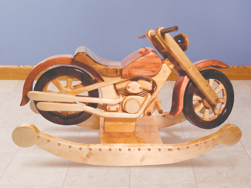 wooden rocking motorcycle