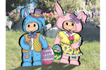 Easter dress-up darlings is a yard art pattern of two kids dressed in their Easter finest