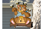Fun and cute honey bear swinger is a yard art pattern designed to hang from a substantial tree 