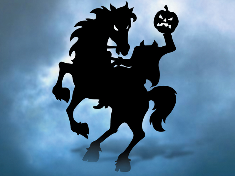 Headless horseman yard art pattern is scary Halloween decoration for your yard