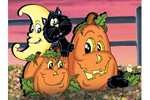 Pumpkin patch pals pattern features a cute addition to your Halloween scene