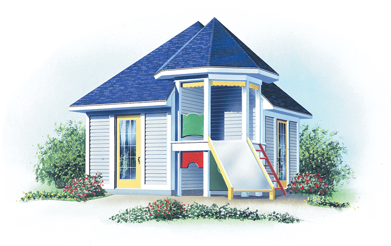 Building Plans Front of Home - Jaden Playhouse Shed 113D-4505 | House Plans and More