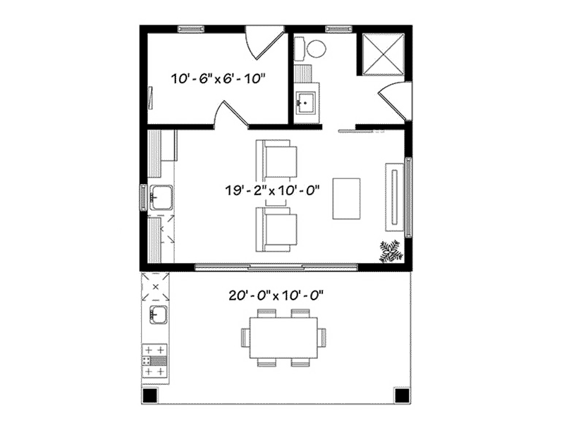 Building Plans First Floor - Miles Beach Pool Cabana 113D-7508 | House Plans and More