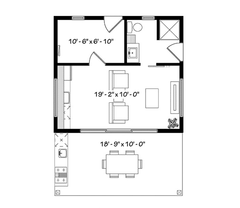 Ranch House Plan First Floor - Rita Beach Pool Cabana 113D-7509 | House Plans and More