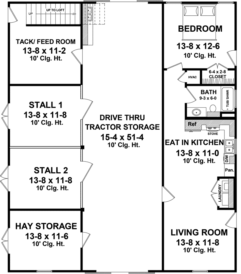 Building Plans First Floor - Barclay Country Barn Apartment 124D-7504 | House Plans and More