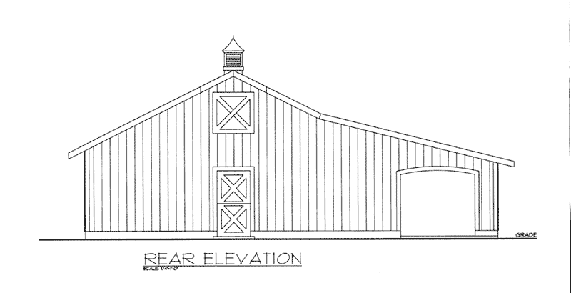 Building Plans Rear Elevation - Heath Shop & Tack Rooms 133D-7502 | House Plans and More