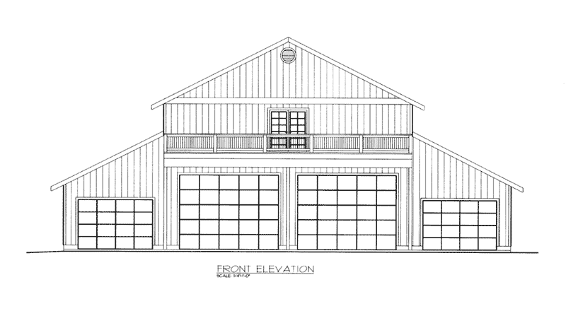 Building Plans Front Elevation - Mattox Two-Story Barn 133D-7506 | House Plans and More